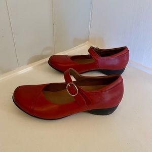 Red Leather Dansko Mary Janes